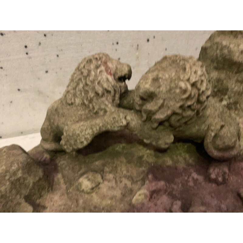 "Lion Fight" marble sculpture (group) of a reclining bear cub and sheep. 20th century