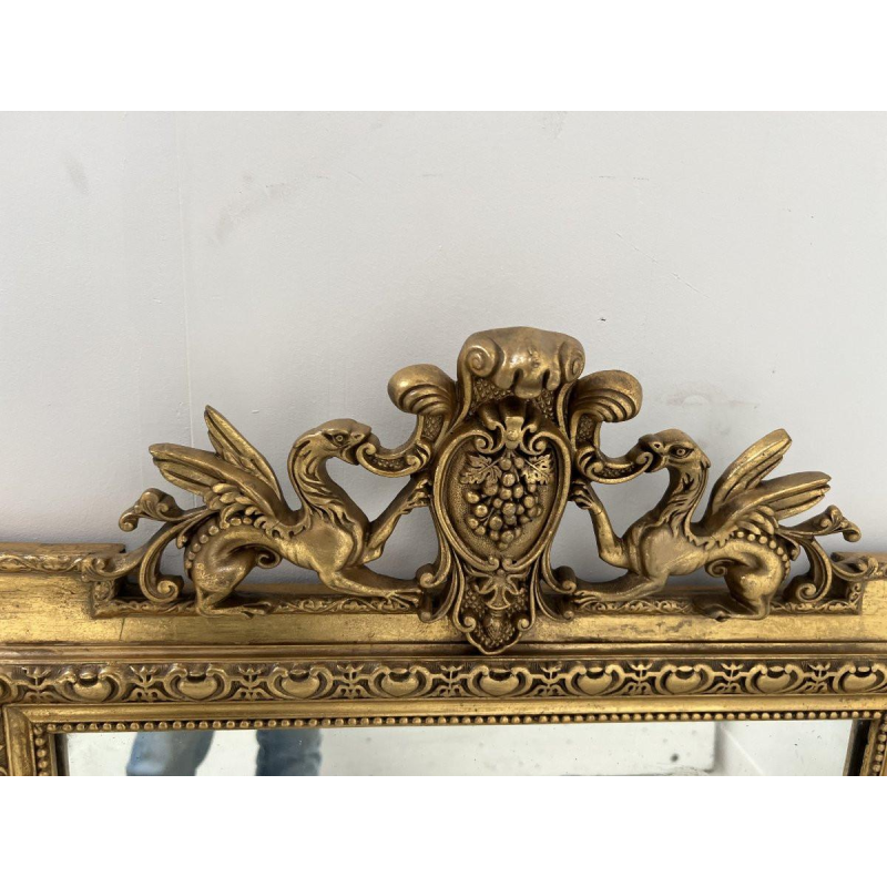 Louis XVI style mirror in wood and gilded stucco, 19th century