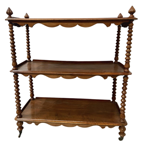 Napoleon III three-tiered mahogany and veneer console shelf, 19th century