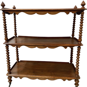 Napoleon III three-tiered mahogany and veneer console shelf, 19th century