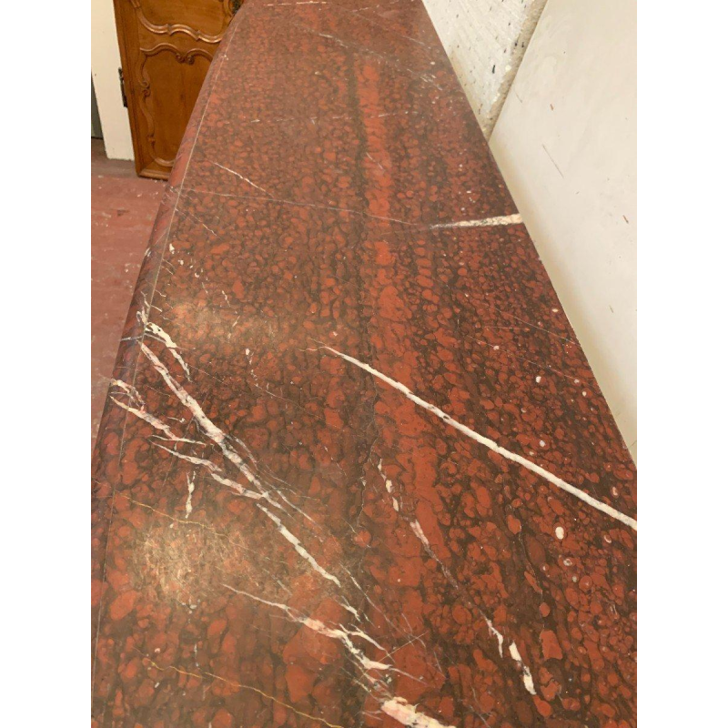 Pair of Louis XIV style fireplaces in griotte red marble, 19th century