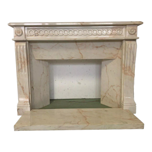 Louis XVI style fireplace in pink veined marble, 20th century