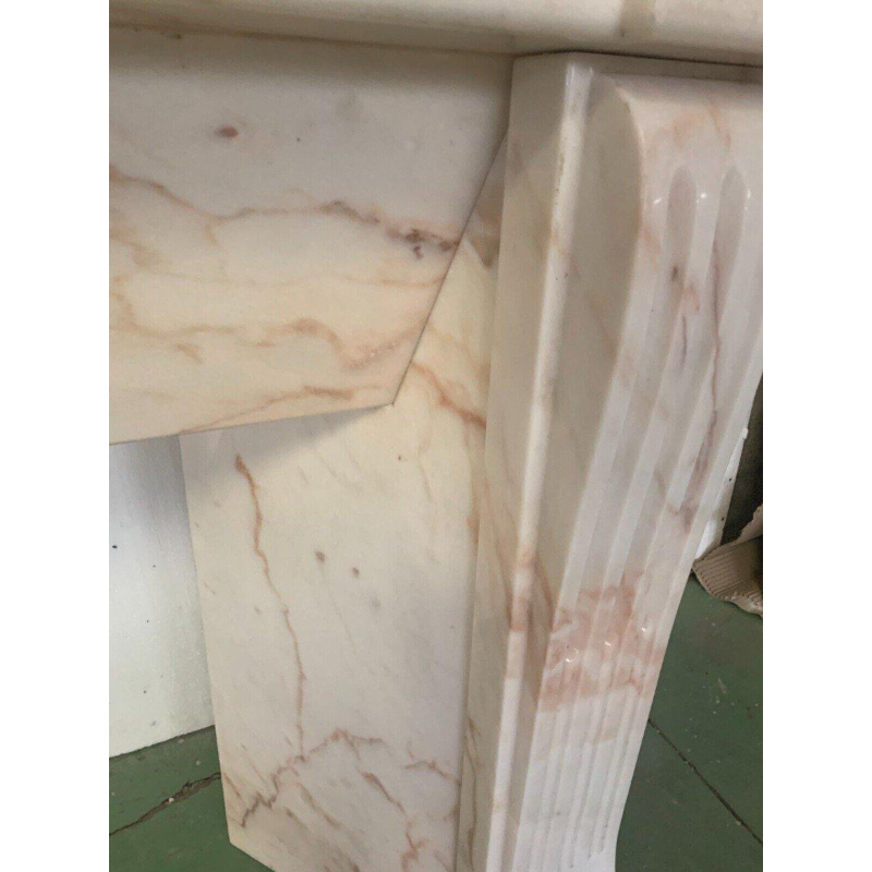 Louis XVI style fireplace in pink veined marble, 20th century