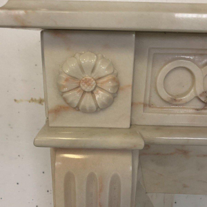 Louis XVI style fireplace in pink veined marble, 20th century