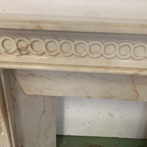 Louis XVI style fireplace in pink veined marble, 20th century