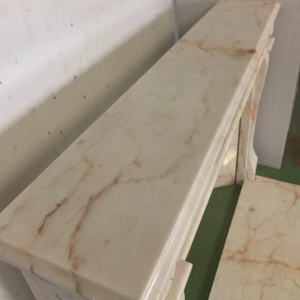 Louis XVI style fireplace in pink veined marble, 20th century