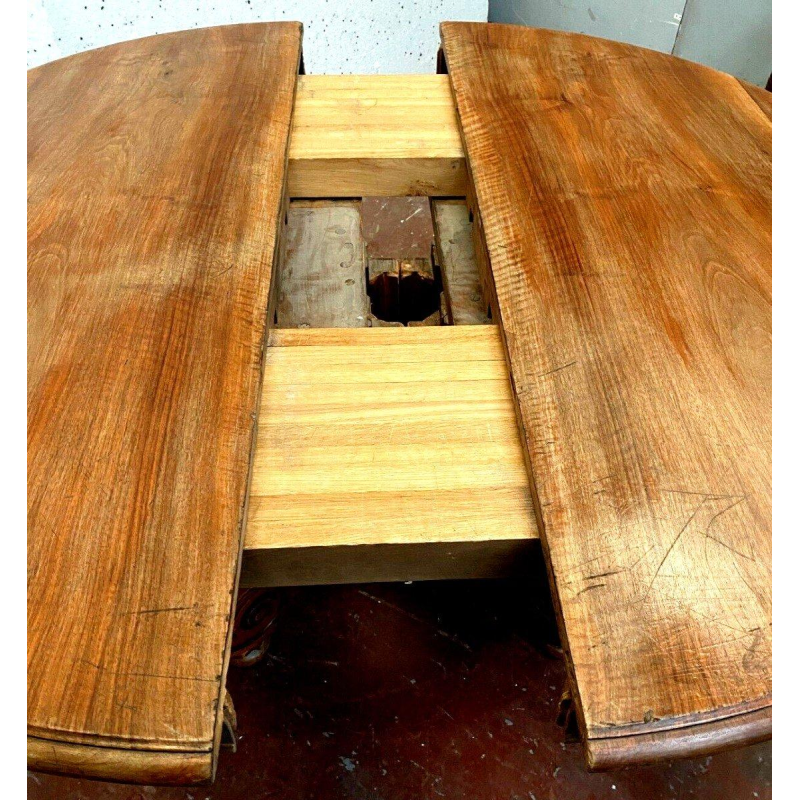 Large Napoleon III extendable table, central base in solid walnut, 19th century