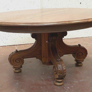 Large Napoleon III extendable table, central base in solid walnut, 19th century