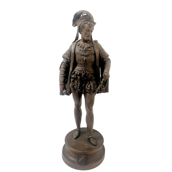 G PILON " jeune homme à l'épée " sculpture en régule patiné, XX siècle