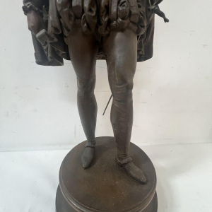 G. PILON "Young Man with Sword" patinated spelter sculpture, 20th century