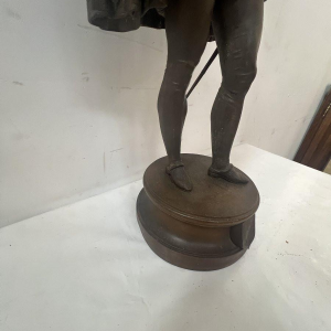G. PILON "Young Man with Sword" patinated spelter sculpture, 20th century