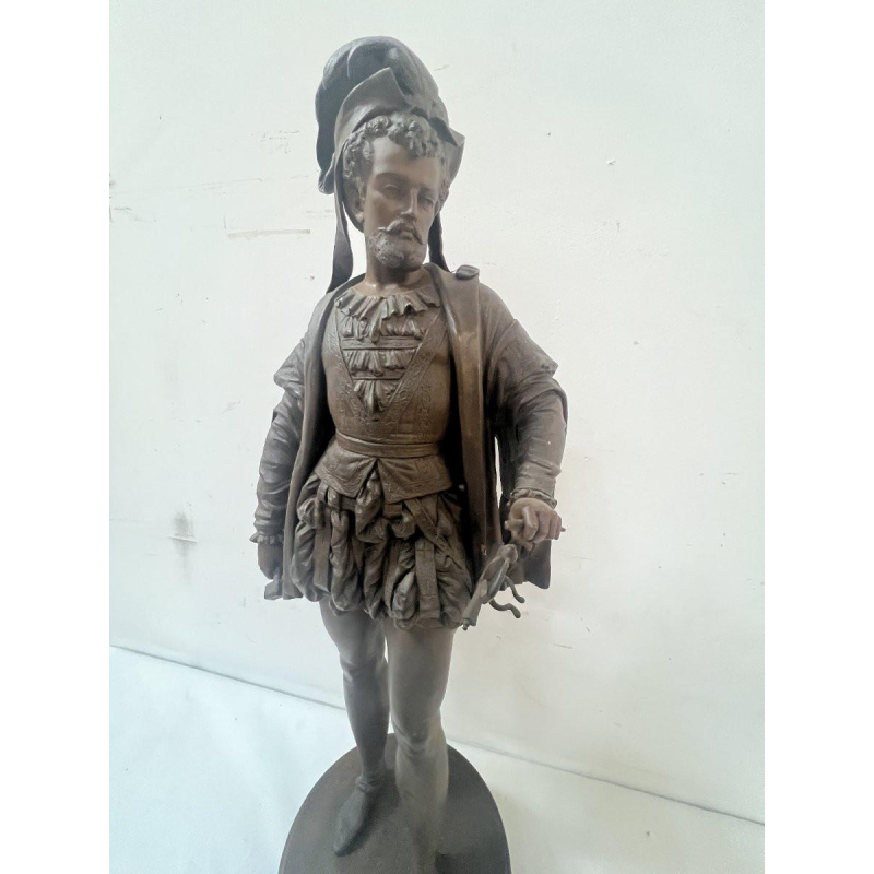 G PILON " jeune homme à l'épée " sculpture en régule patiné, XX siècle