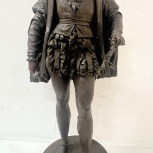 G. PILON "Young Man with Sword" patinated spelter sculpture, 20th century
