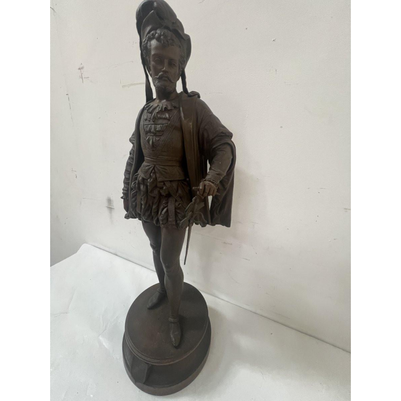 G PILON " jeune homme à l'épée " sculpture en régule patiné, XX siècle