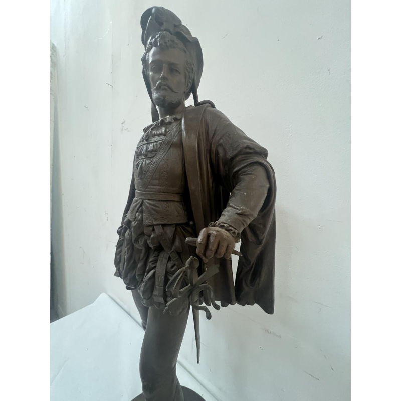 G PILON " jeune homme à l'épée " sculpture en régule patiné, XX siècle