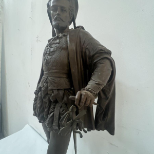 G PILON " jeune homme à l'épée " sculpture en régule patiné, XX siècle