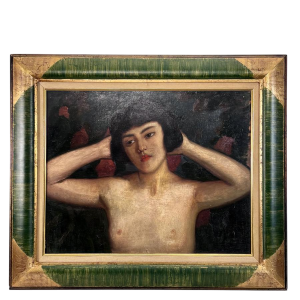 "Buste van een vrouw" Olieverf op paneel, gesigneerd, begin 20e eeuw, school