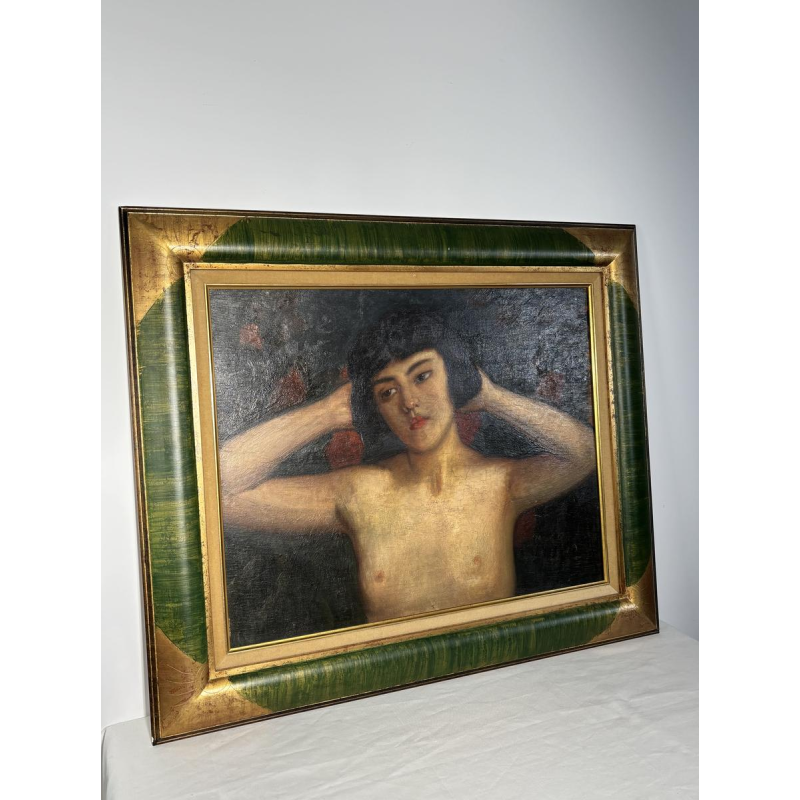 "Bust of a Woman" Oil on panel, signed, early 20th century school