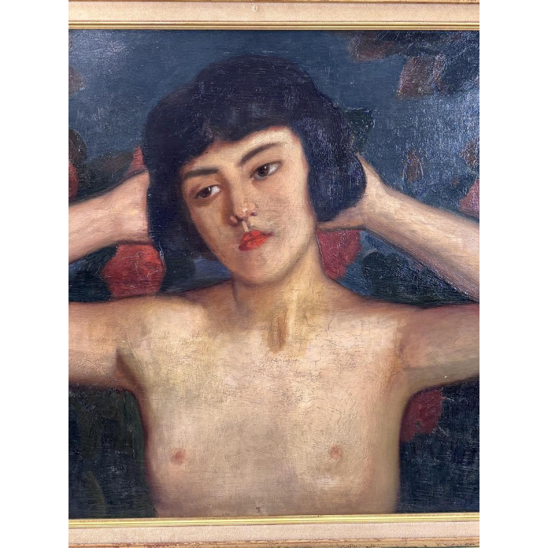 "Buste de femme" Huile sur panneau signée, école début XXe siècle