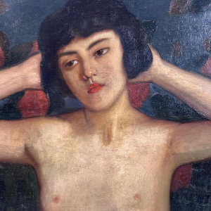 "Bust of a Woman" Oil on panel, signed, early 20th century school