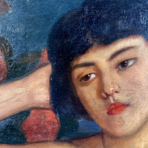 "Bust of a Woman" Oil on panel, signed, early 20th century school