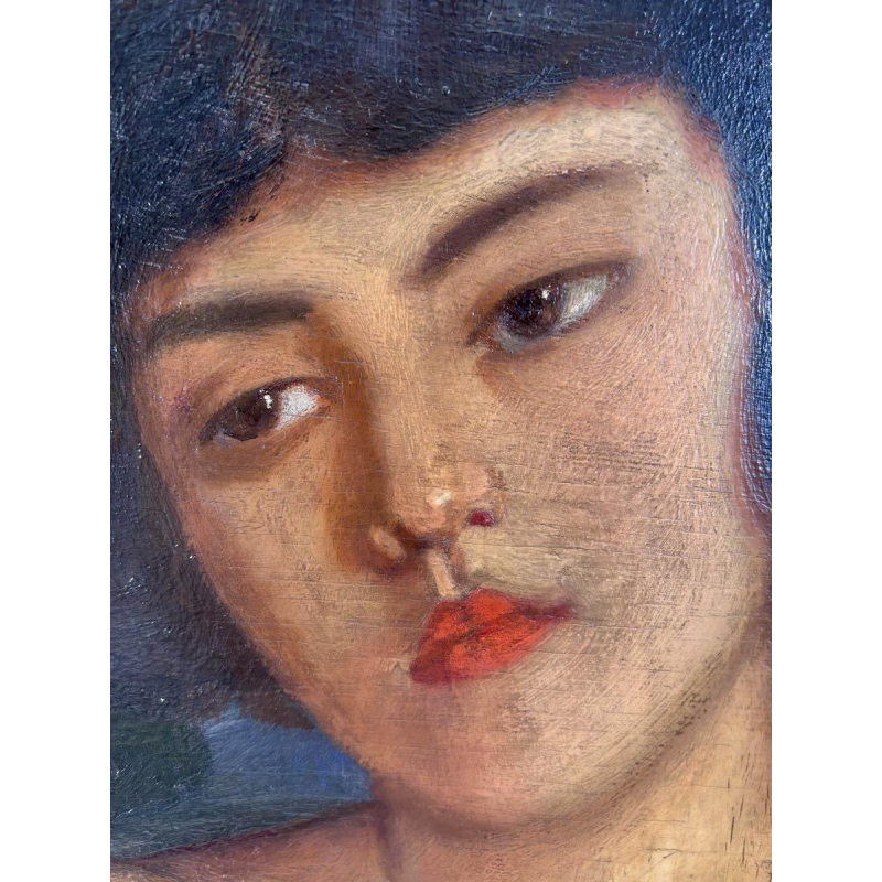 "Buste de femme" Huile sur panneau signée, école début XXe siècle