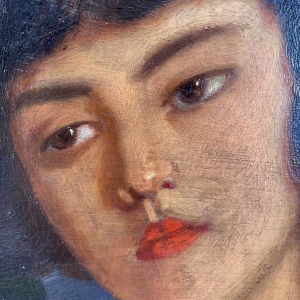 "Bust of a Woman" Oil on panel, signed, early 20th century school