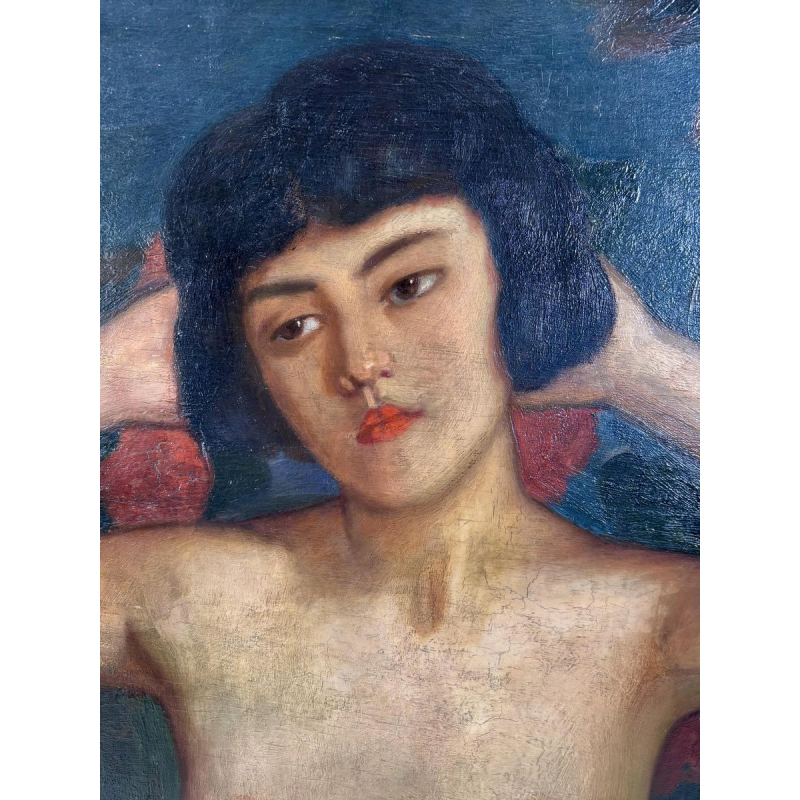 "Buste de femme" Huile sur panneau signée, école début XXe siècle