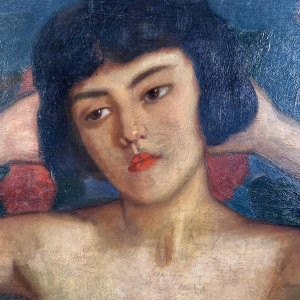 "Buste van een vrouw" Olieverf op paneel, gesigneerd, begin 20e eeuw, school