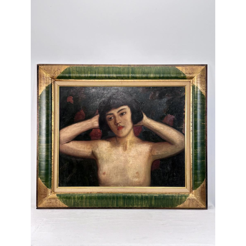 "Bust of a Woman" Oil on panel, signed, early 20th century school