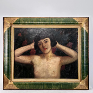 "Bust of a Woman" Oil on panel, signed, early 20th century school