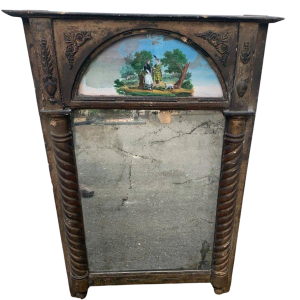 Trumeau in wood and gilded stucco, painted on glass, 19th century