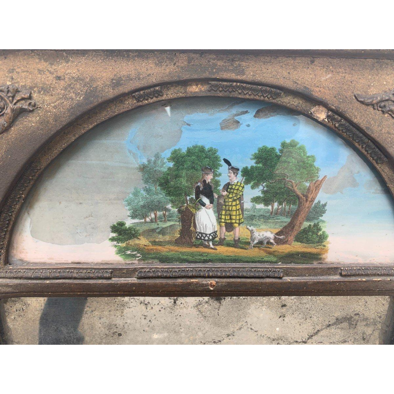 Trumeau in wood and gilded stucco, painted on glass, 19th century