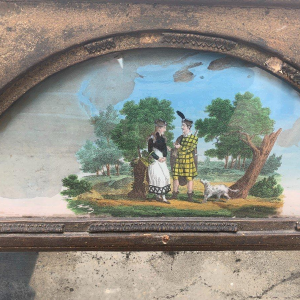 Trumeau en bois et stuc doré peinture sur verre, XIX siècle