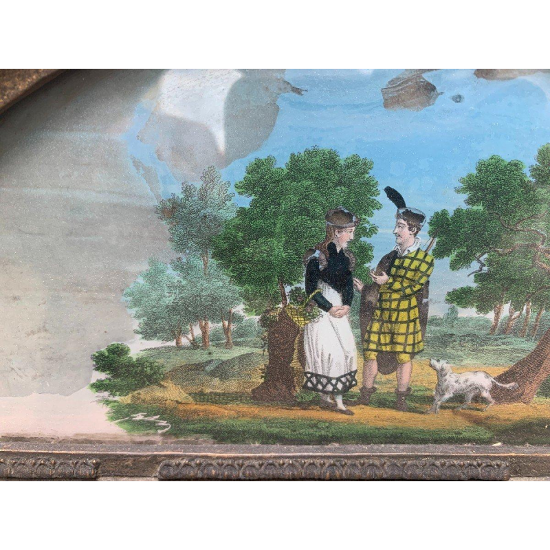 Trumeau in wood and gilded stucco, painted on glass, 19th century