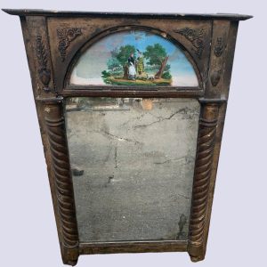 Trumeau en bois et stuc doré peinture sur verre, XIX siècle