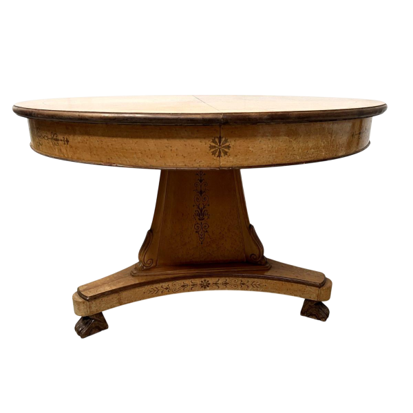 Charles X style dining table in maple wood veneer, 20th century