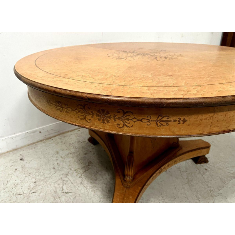Charles X style dining table in maple wood veneer, 20th century