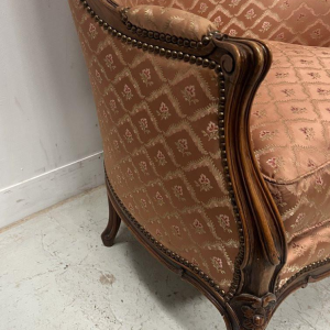 Pair of Louis XV style bergère armchairs in natural wood – 20th century