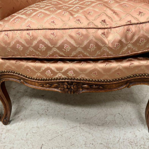 Pair of Louis XV style bergère armchairs in natural wood – 20th century