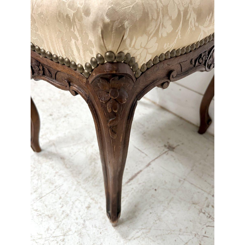 Louis XV style stool in solid walnut, 20th century