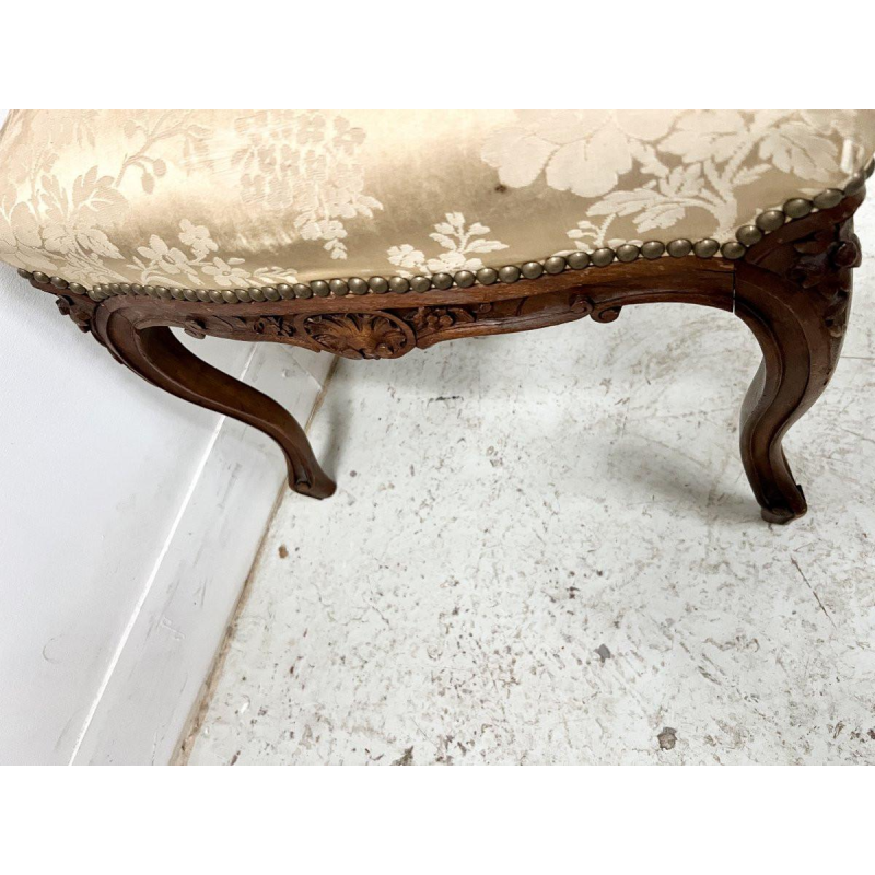 Louis XV style stool in solid walnut, 20th century