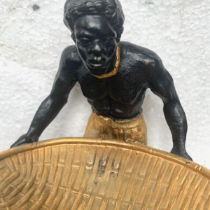 "The Man with the Woven Basket," bronze sculpture with a double patina, 20th century