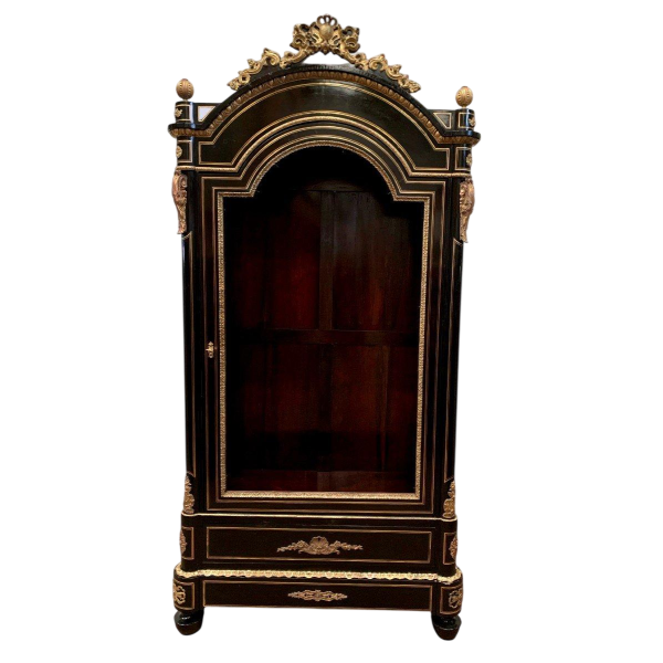 Vitrinekast voor Napoleon III in zwart hout en verguld brons – 19e eeuw