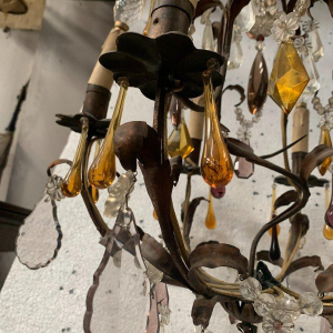 Lustre cage de style Louis XV à pendeloques et gouttes d’eau – XXᵉ siècle