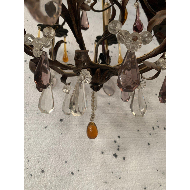 Lustre cage de style Louis XV à pendeloques et gouttes d’eau – XXᵉ siècle