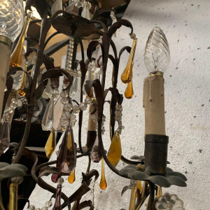 Lustre cage de style Louis XV à pendeloques et gouttes d’eau – XXᵉ siècle