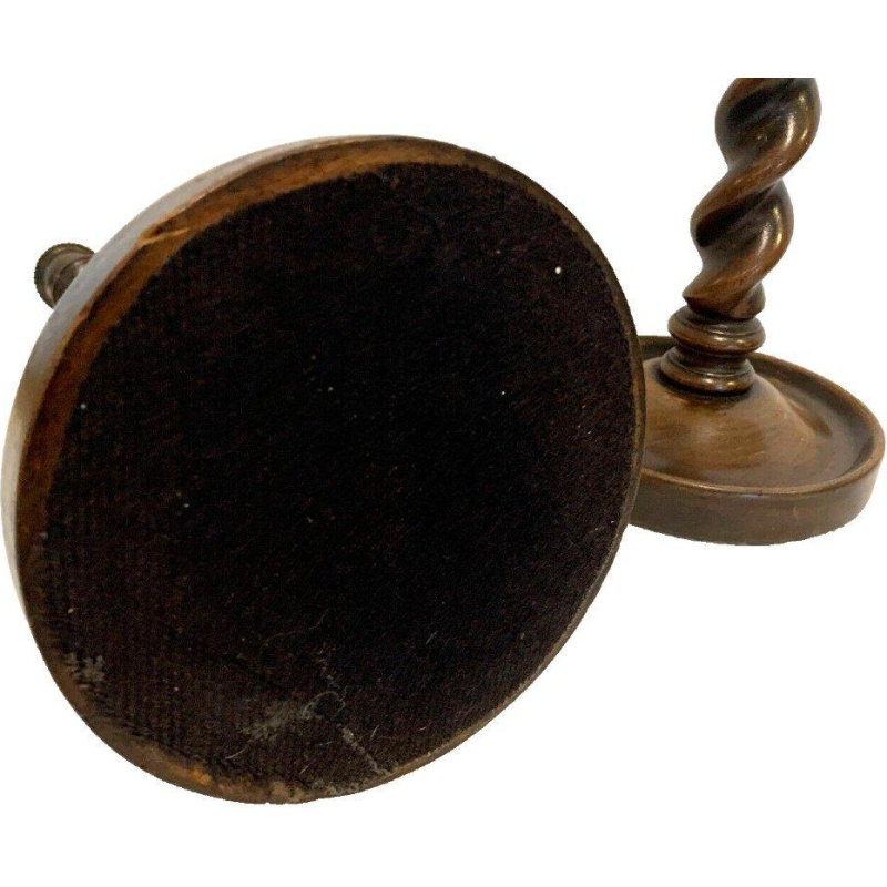 Pair of candlesticks with a central twisted column, solid walnut – 19th century