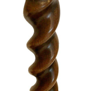 Pair of candlesticks with a central twisted column, solid walnut – 19th century