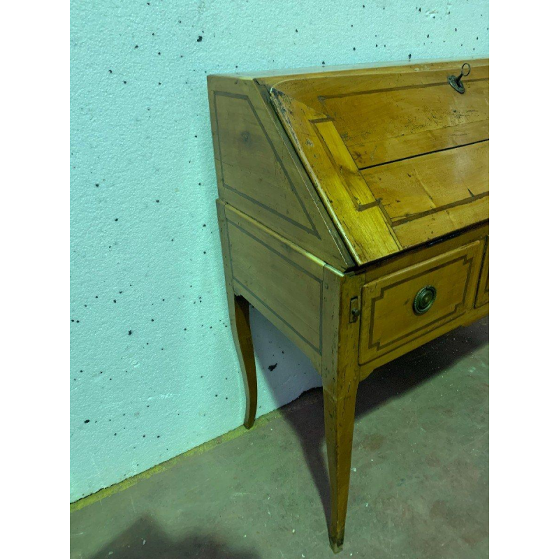 Louis XV style slant-front desk in solid cherry wood – 19th century